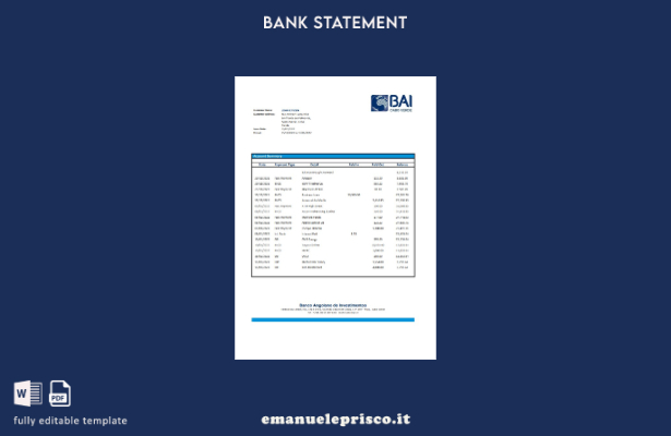modello word di estratto conto bancario stile verificato Cabo Verde Banco Africa